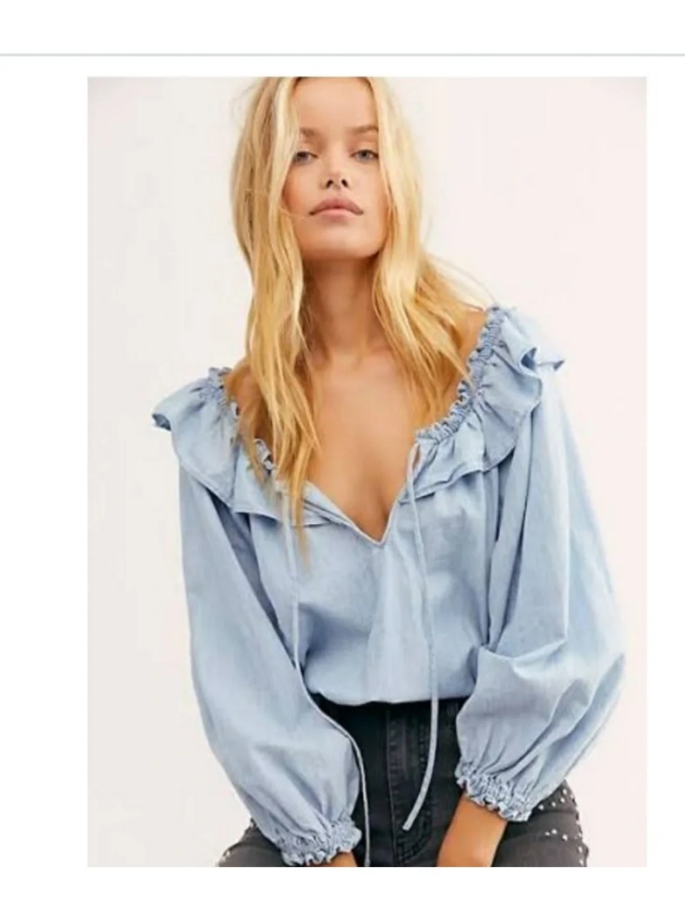 Free People Lilly Of The Valley Ruffle Blouse Sz S